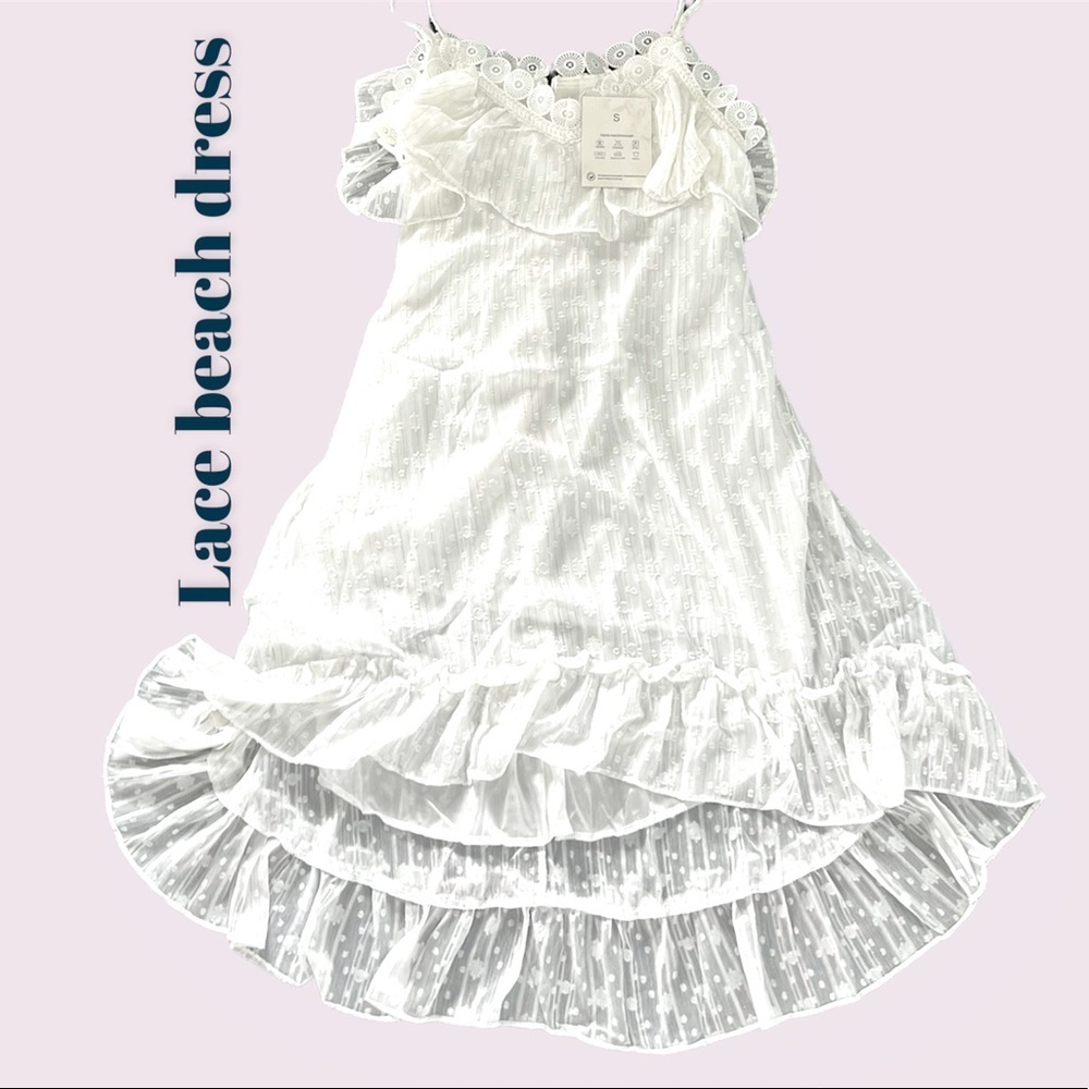 Lace  v neck beach dress